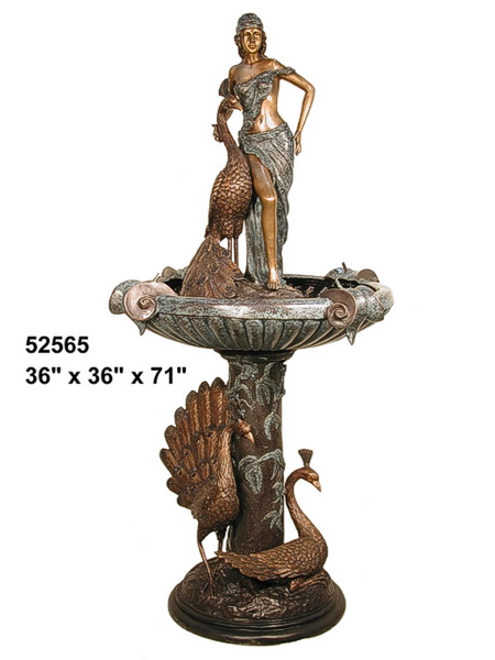 Bronze Lady Peacock Fountain - AF 52565