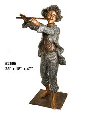 Bronze Boy Playing Flute Statue - AF 52595