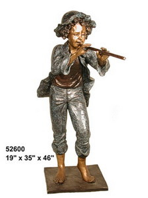 Bronze Boy Playing Flute Statues
