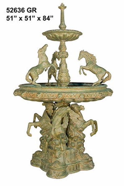 Bronze Horse Tiered Fountain - AF 52636 GR