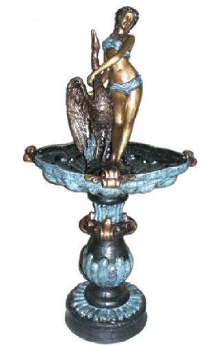 Bronze Woman & Crane Fountain - AF 52696