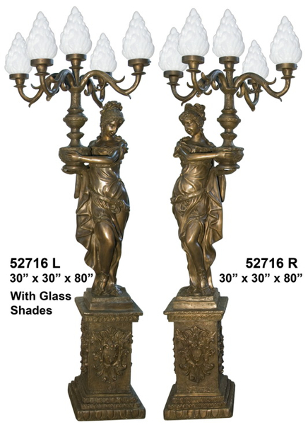 Bronze Ladies Torchiere Lamps - AF 52716LB