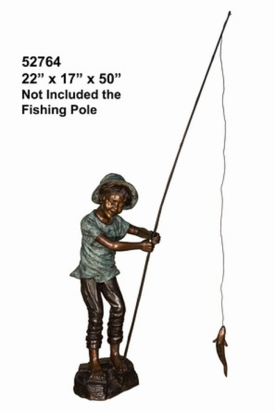 Bronze Boy Fishing Statue - AF 52764