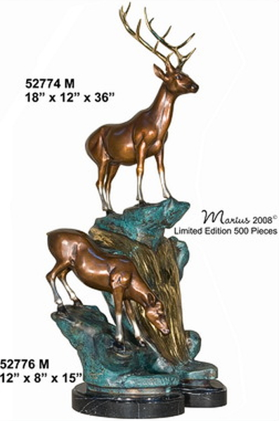 Table Top Bronze Buck & Doe Statue - AF 52774