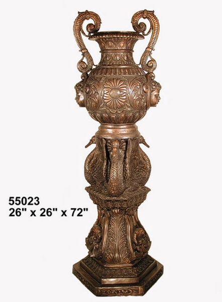 Incredible Bronze Detailed Decorative Faced Urn - AF 55023
