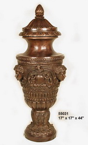 Bronze Face Detailed Decorative Urn - AF 55031