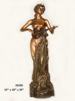 Bronze Girl Playing mandolin Statue - AF 55195