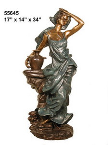 Bronze Lady Urn Statue or Fountain - AF 55645