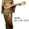 Bronze Girl Playing mandolin Statue
