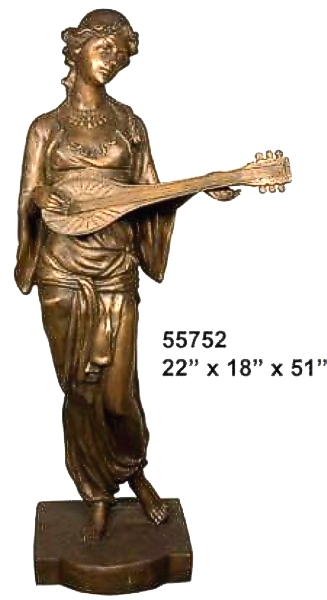 Bronze Girl Playing mandolin Statue - AF 55752