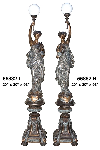 Bronze Ladies Torchiere Lamps - AF 55882BG