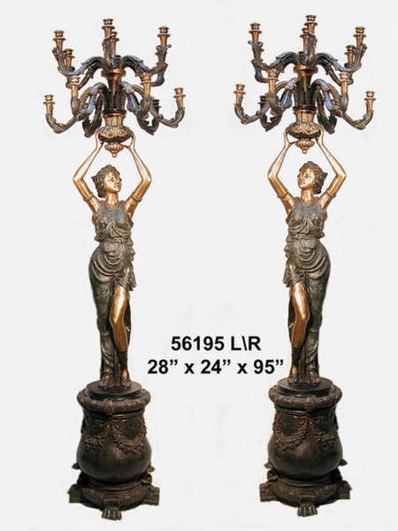 Bronze Ladies Candelabra or Torchiere Light - AF 56195