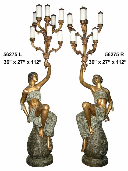 Bronze Ladies Torchiere Lamps - AF 56275