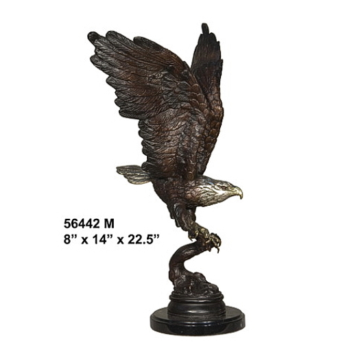 Bronze Eagle Landing on Branch Statue - AF 56442M