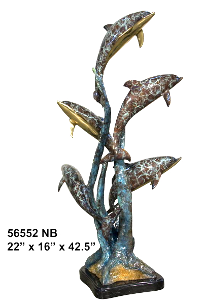 Bronze Dolphin Statues - AF 56552NB
