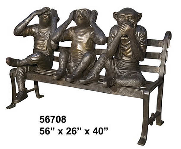 Bronze Monkey Bench - AF 56708