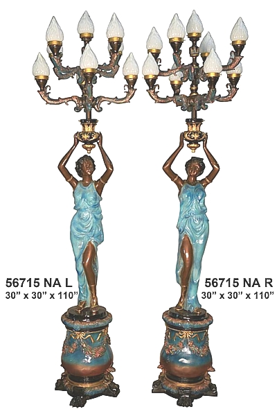 Bronze Ladies Torchiere Lamps - AF 56715