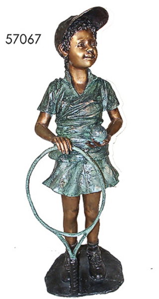 Bronze Girl Tennis Statue - AF 57067