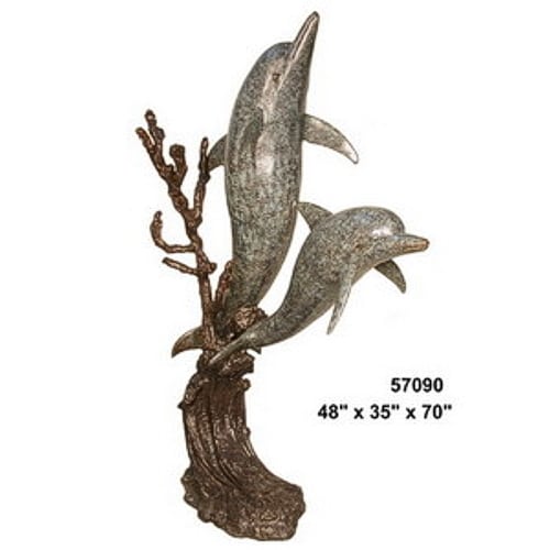 Bronze Jumping Dolphin Fountain Statue - AF 57090