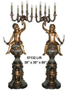 Bronze Cherub Candelabra or Torchiere Light - AF 57132