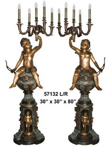 Bronze Cherub Candelabra or Torchiere Light