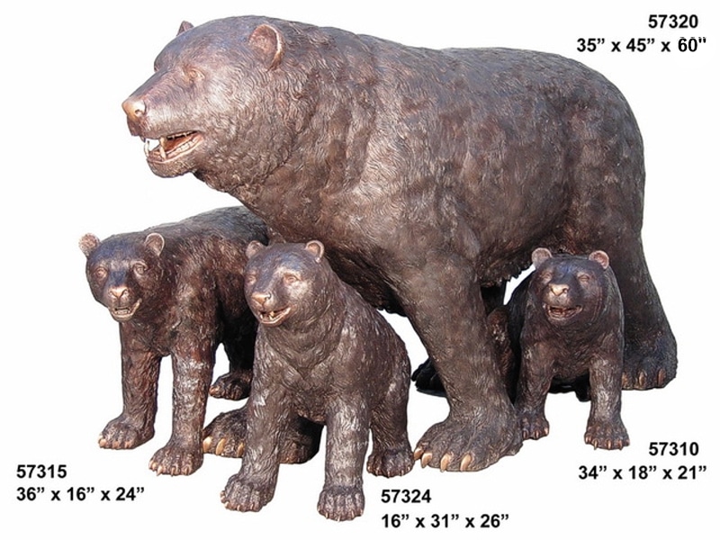Mother & Cubs Bronze Bear Statues - AF 57310-15-20-24