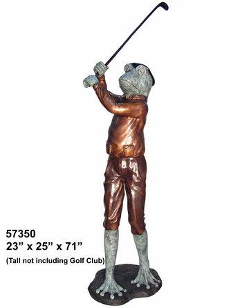 Bronze Frog Golfer Statue - AF 57350
