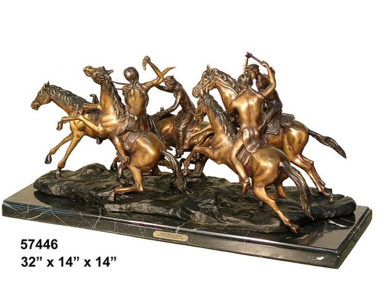Bronze Indian Raiding Party Statue - AF 57446