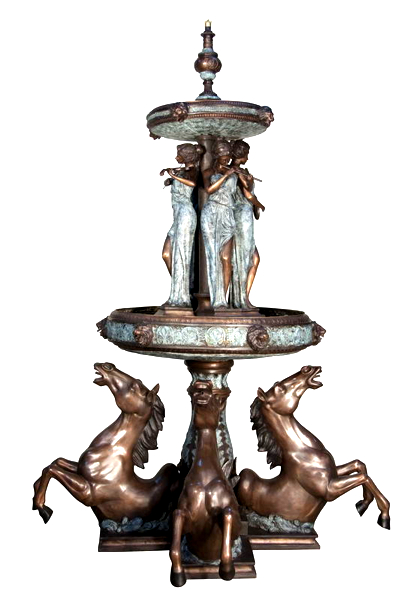 Bronze Ladies and Horse Fountain