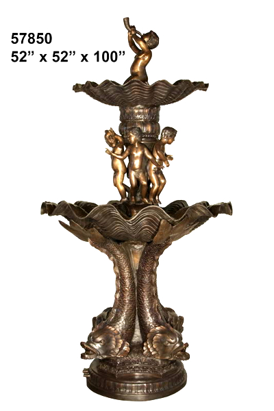 Bronze Dragon Scalloped Tiered Fountain - AF 57850