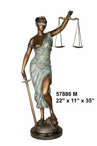 Bronze Blind Justice Statue - AF 57886M