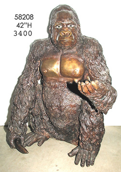 Bronze Gorilla Statue - AF 58208