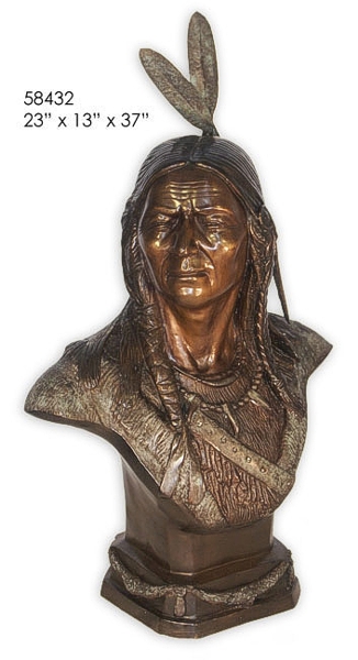 Bronze Indian Warrior Bust