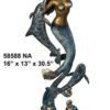Bronze Mermaid & Dolphin Table Top Statue