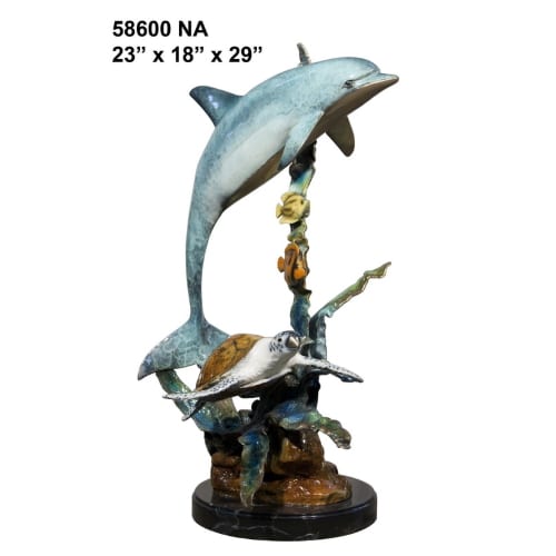 Bronze Jumping Dolphin Fountain Statue - AF 58600 NA