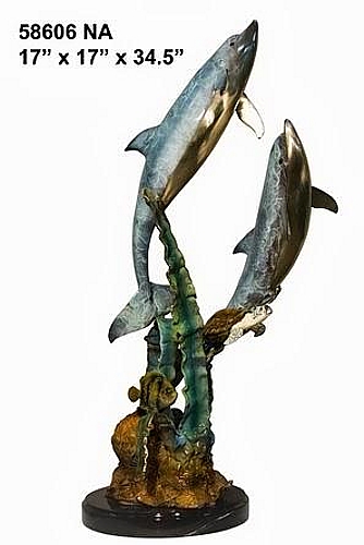 Bronze Jumping Dolphin Statues - AF 58606