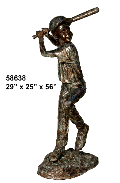Bronze Baseball Batter Statue - AF 58638