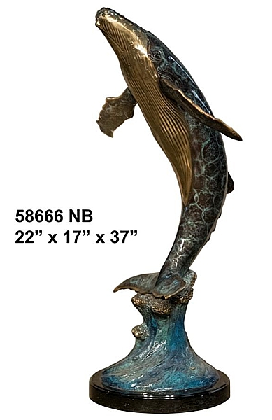 Bronze Leaping Humpback Whale Statue - AF 58666 NB