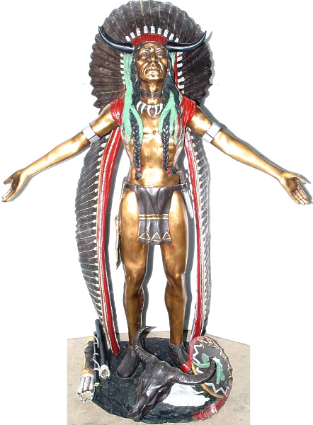 Bronze Indian Chief Mascot Statue - AF 70077
