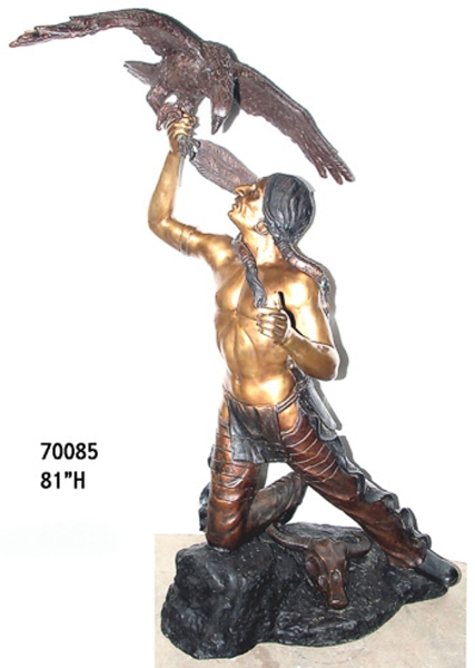 Bronze Indian & Eagle Statue - AF 70085