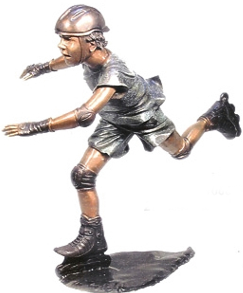 Bronze Kid Rollerblade Statue - AF 71008
