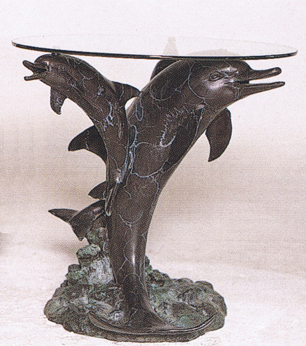 Bronze Three Dolphins Table Base - ASB 728