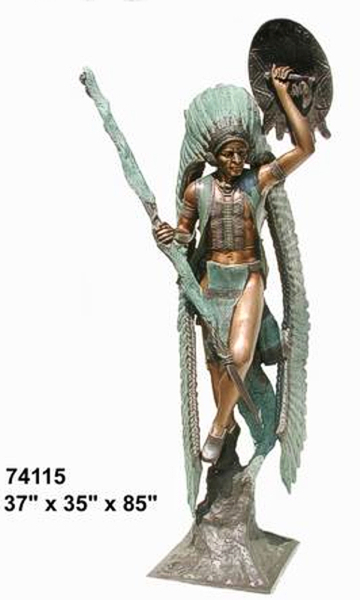 Bronze Indian Warrior Statue - AF 74115