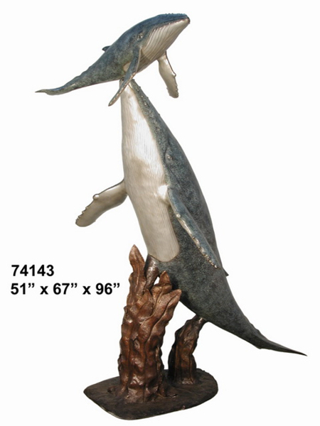 Bronze Humpback Whale, Calf Statues - AF 74143-S