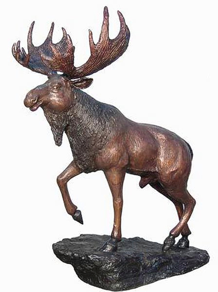 Bronze Moose on Base Statue