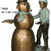 Bronze Boy & Snowman Statue