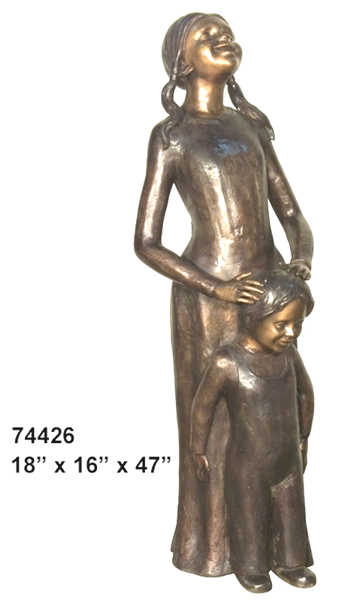 Bronze Brother & Sister Statues - AF 74426