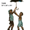 Kids Umbrella Bronze Fountain Statue