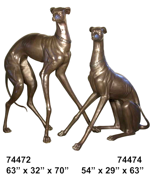 Bronze Whippet Statue - AF 74472-74