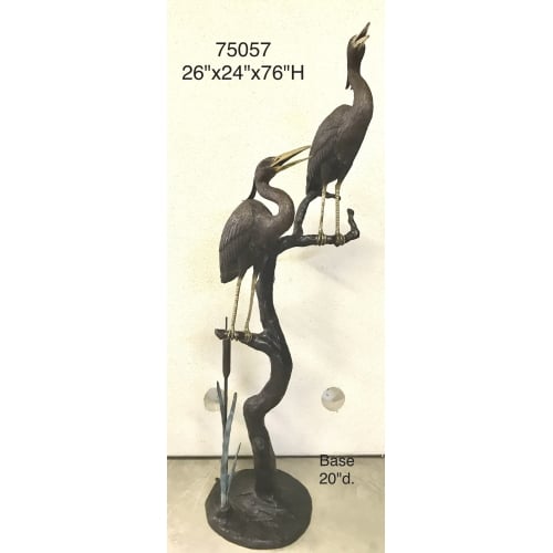 Bronze Heron in Tree Fountain (2021 Price) - AF 75057